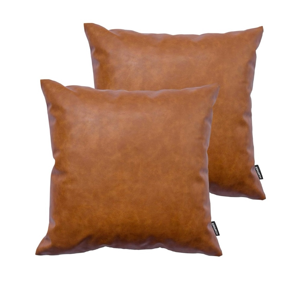 Set of 4 Faux Leather Pillowcases